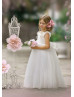 White Tulle Corset Back Floor Length Flower Girl Dress